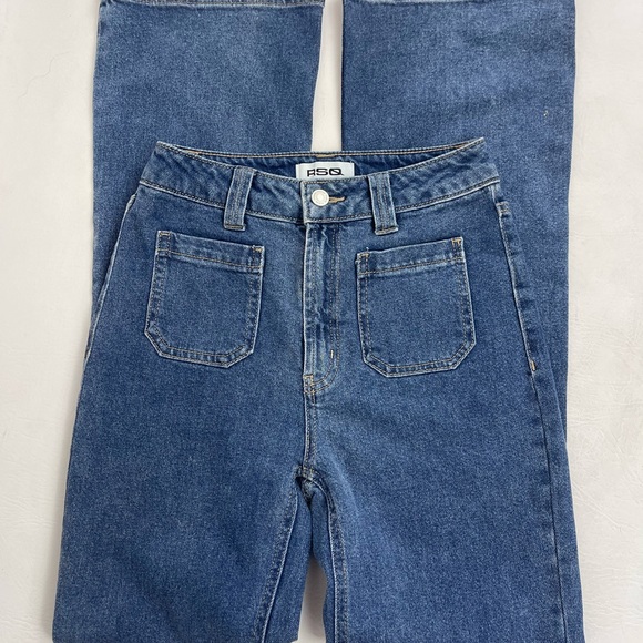 RSQ Dark Blue Flare Jeans, Patch Front Pockets – Size 25 - Picture 3 of 12